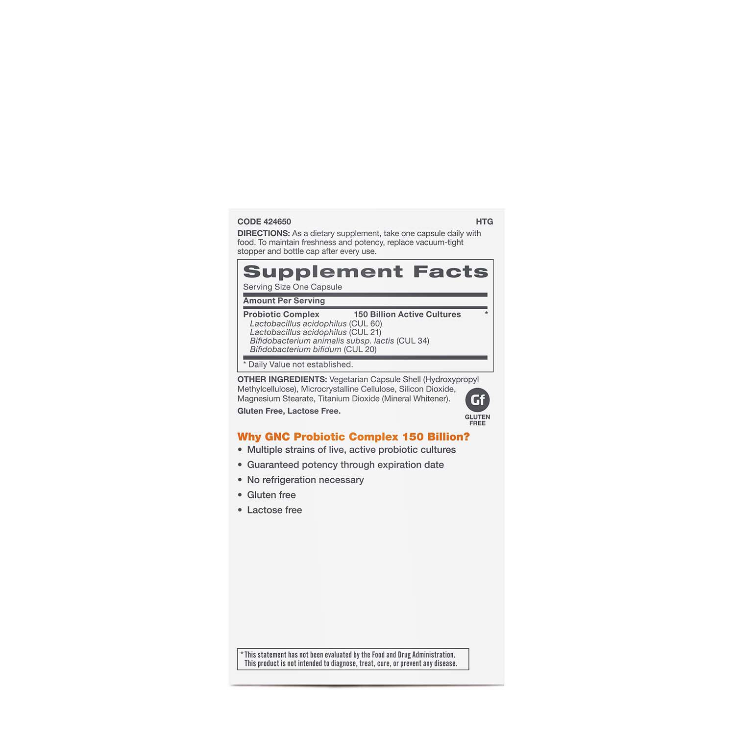 Probiotic Complex Extra Strength 150 Billion CFUs - 20 Capsules (20 Servings)  | GNC